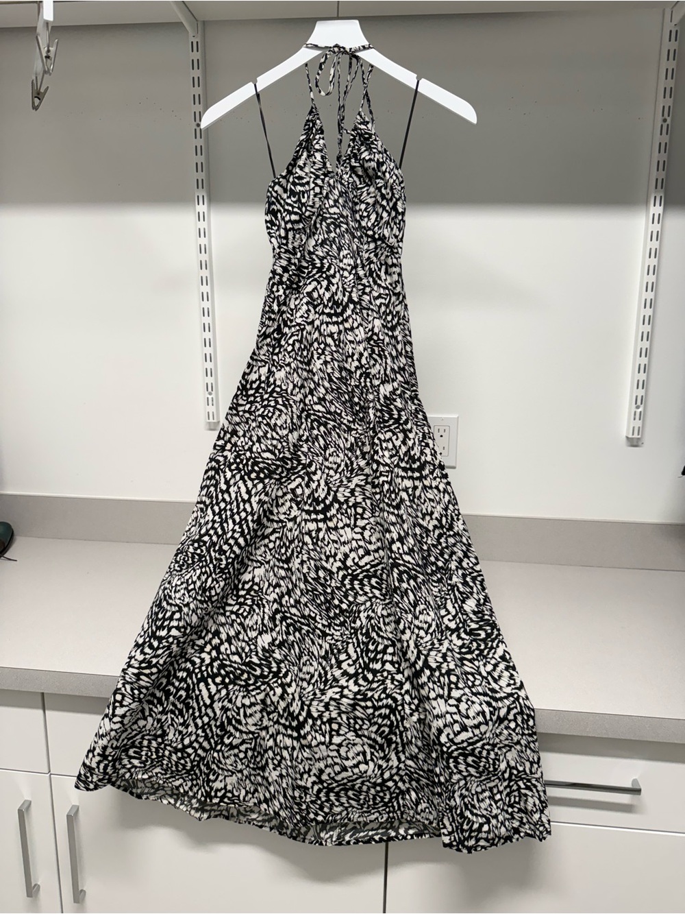 H&M Black and White Halter Maxi Dress - Printed Summer Gown